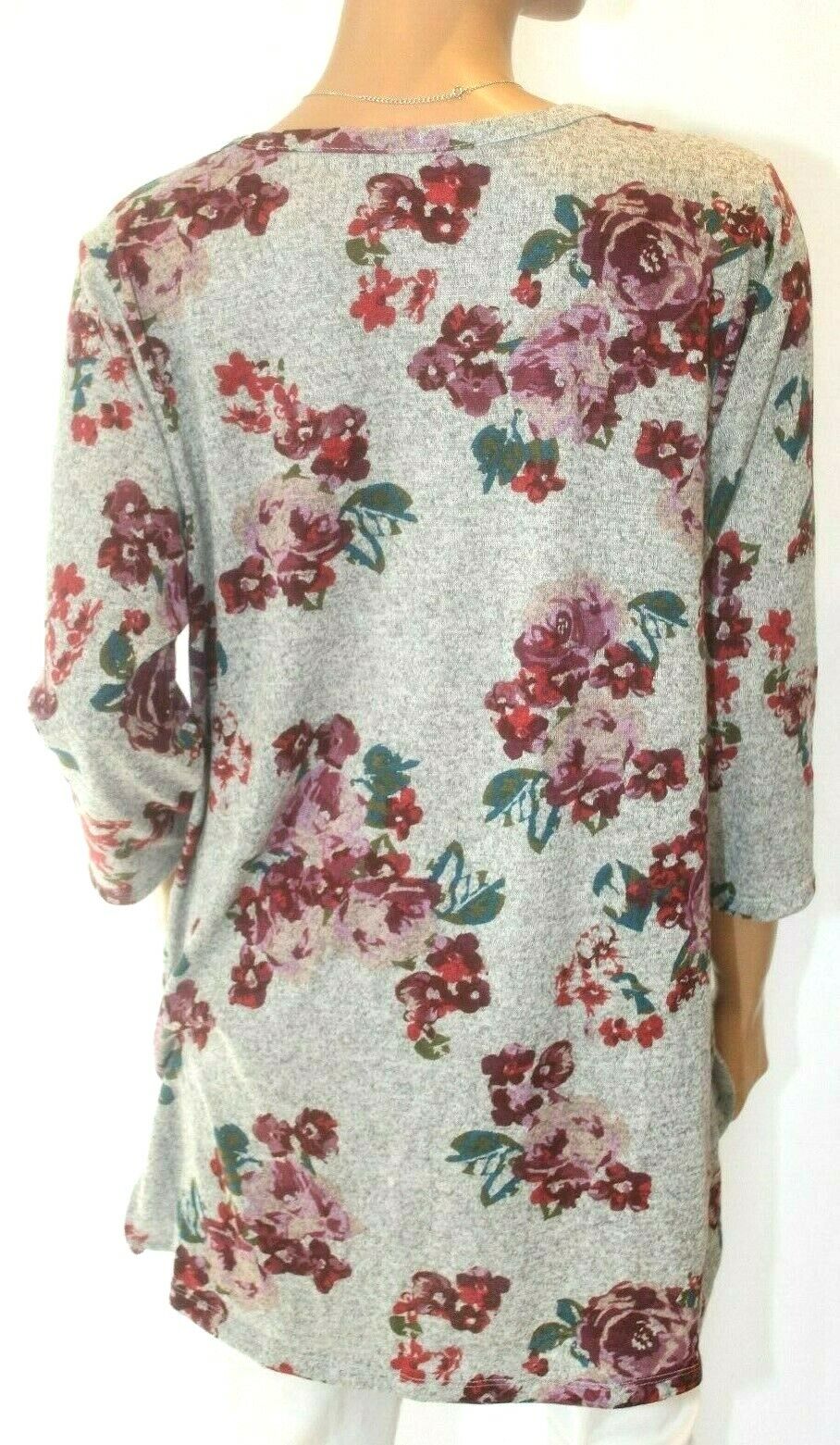 *NWT* Lane Bryant Gray & Floral Knit Smock Long Sleeves Size 14-16