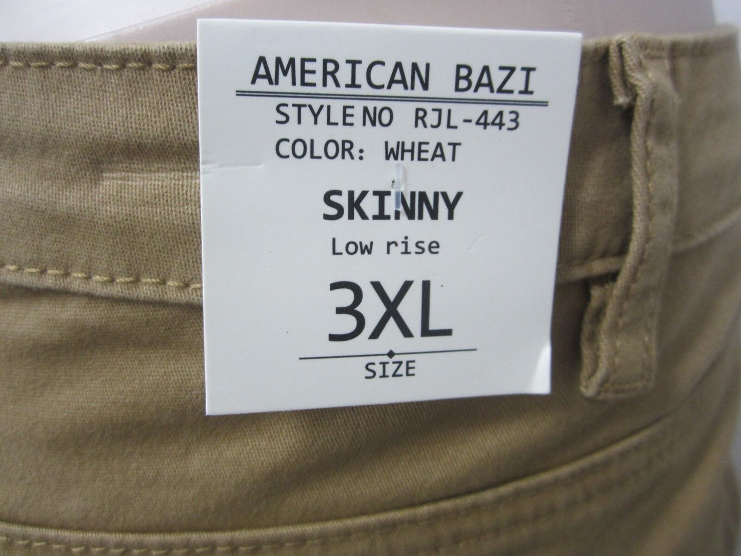 NWT American Bazi Jeans Women Wheat Color Denim Skinny Cut Size 3XL x 34L
