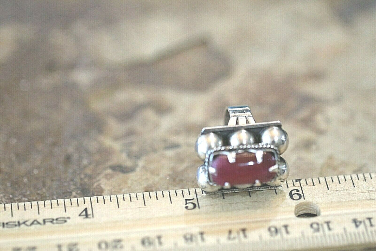 *VINTAGE* Large Native American 925 Sterling Silver Red Jasper Ring Size 7