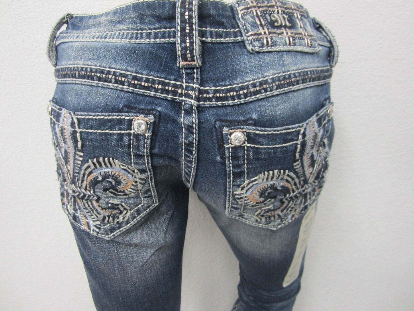 NWT MISS ME JP7690BV Embellished Signature Bootcut Jeans Womens 26 x 32