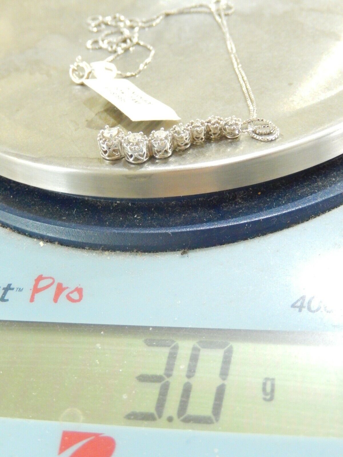 10K White Gold 2/5 CT Diamond Journey Pave Halo Necklace Pendant w/18" Chain