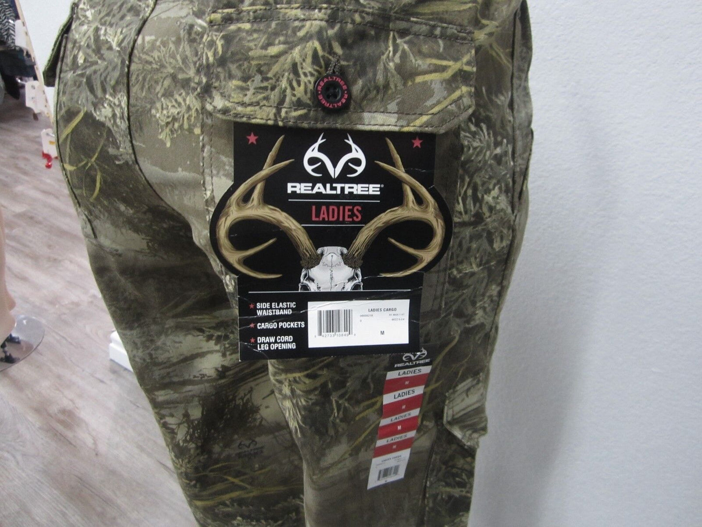 Ladies REALTREE Camo Xtra CARGO PANTS  Elastic Waistband Drawstring Legs Size XL