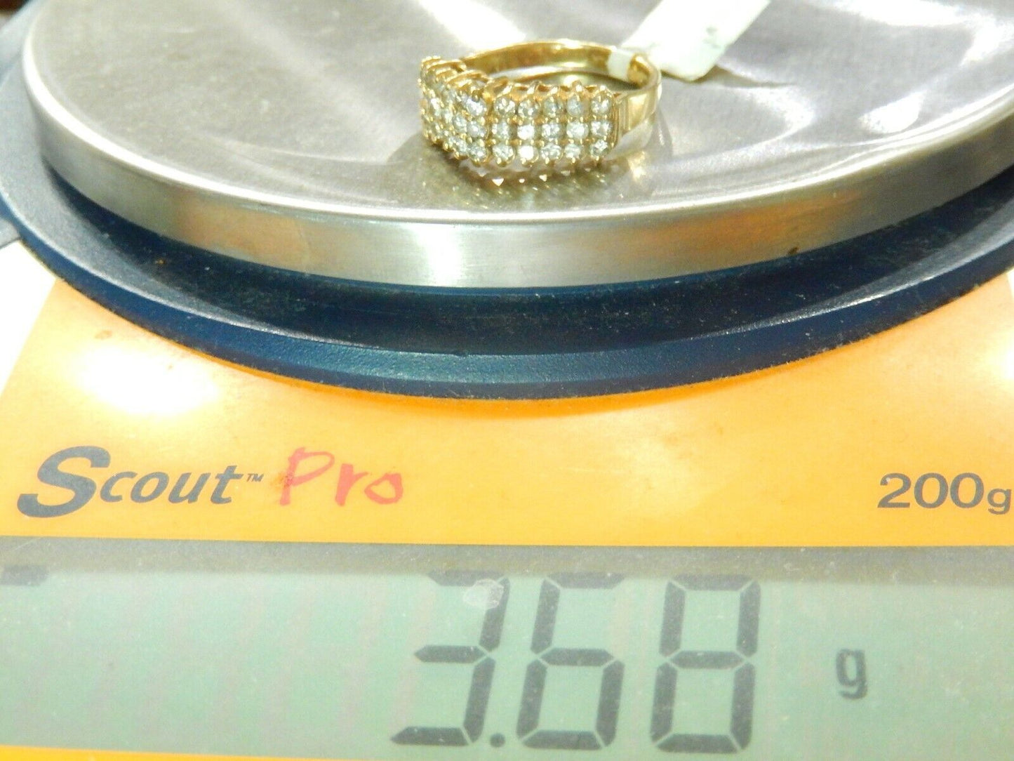 *VINTAGE*  LADIES 14K YELLOW GOLD PYRAMID DESIGN 1 CT T.W. DIAMOND RING SZ 8
