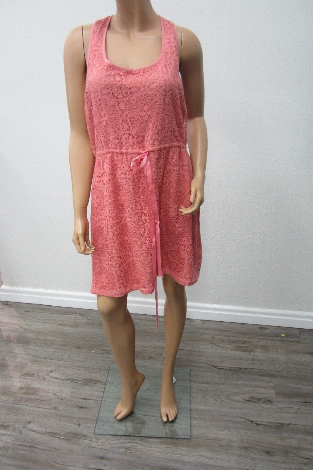 NICE  Lauren Conrad Womens Designer Coral Lace Lined Dress Cotton/Rayon Size XL