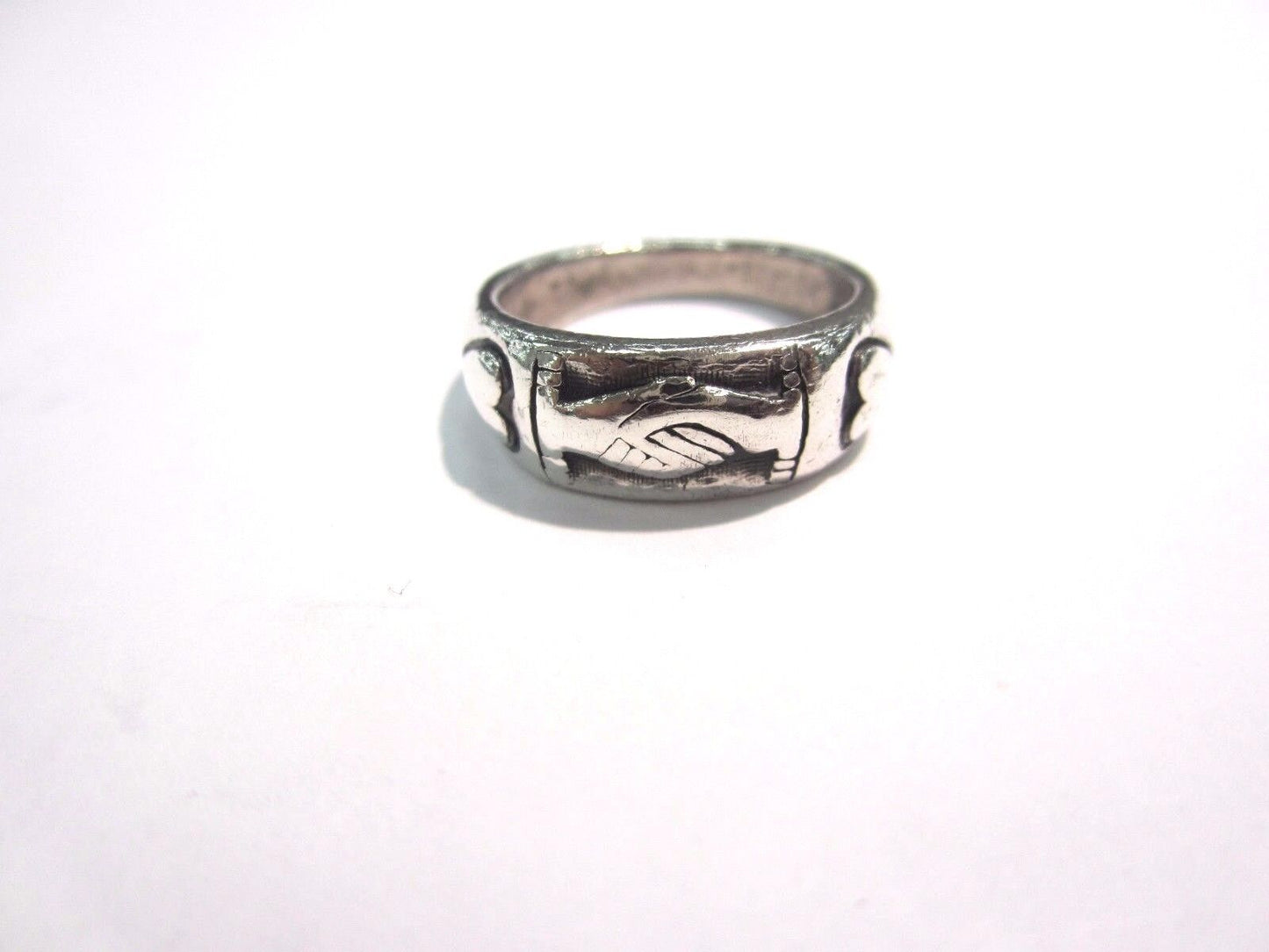 Retired James Avery Shaking Hands Friend Ship Double Heart Sterling Silver Ring