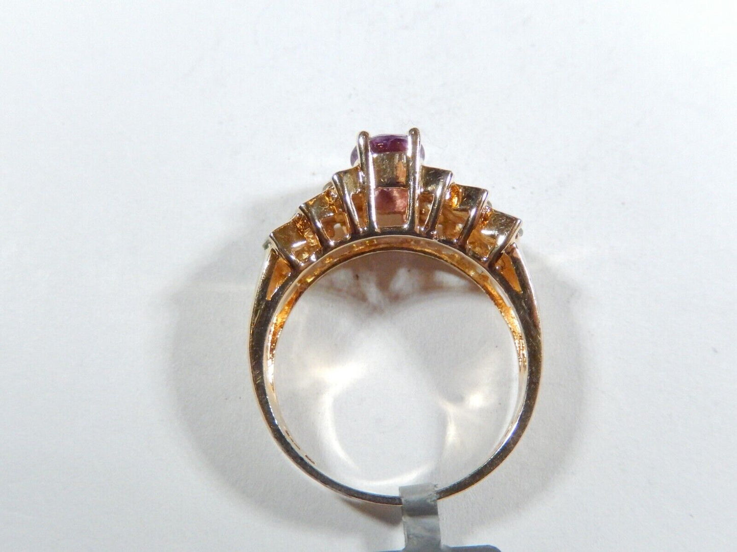 VINTAGE* Sterling Silver Gold Vermeil 2.25 CT Amethyst/CZ Statement Ring SZ8.75