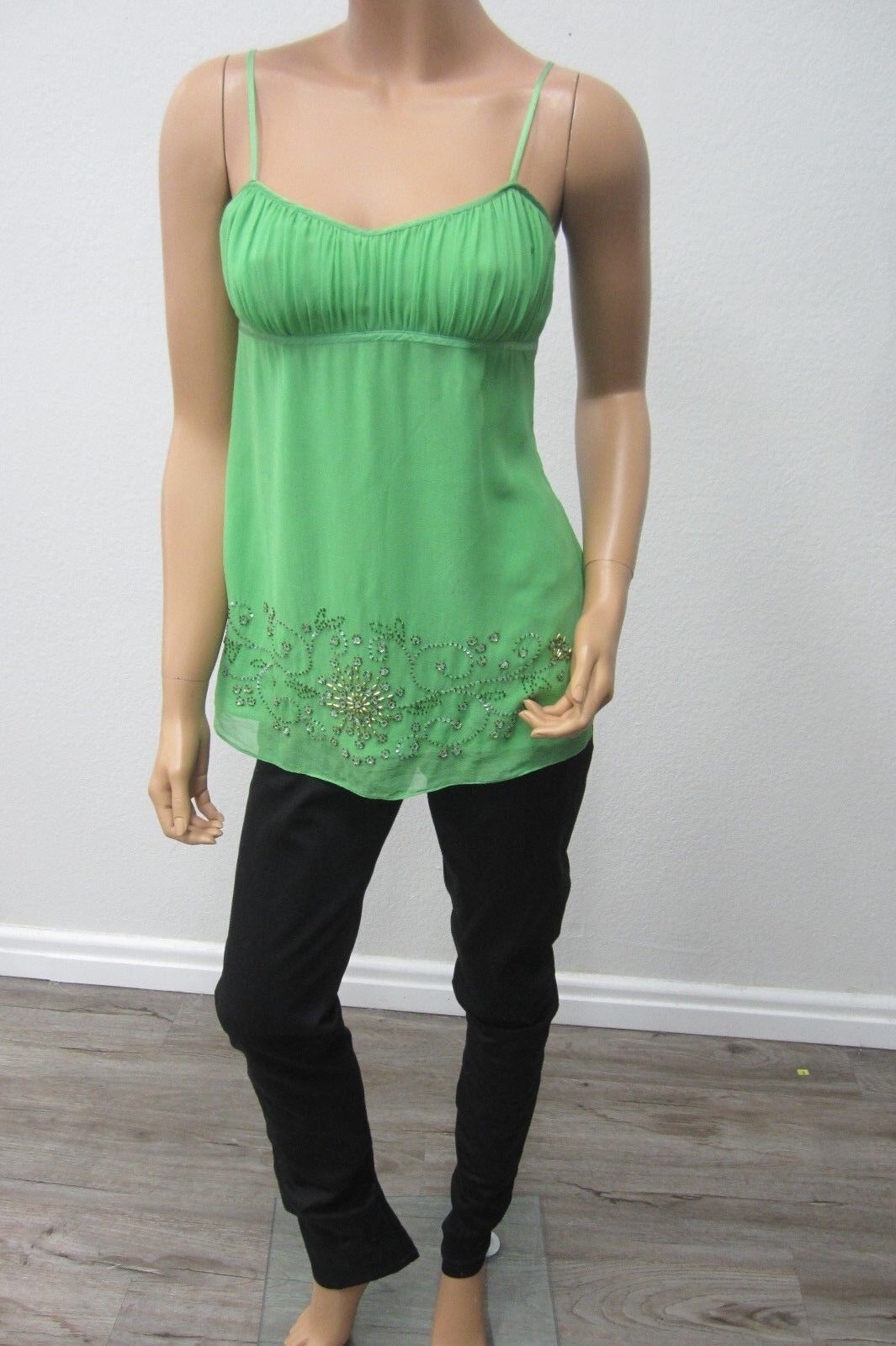 *NWT* $128  SILK TO THE MAX by BCBG MAX AZRIA Womens Beaded Sheer Top  Size 8