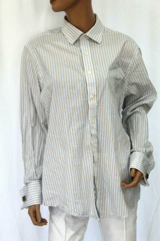 Michael Kors Men's 100% Cotton Dress Shirt French Cuff  Stripes Sz 16.5 x 34/35