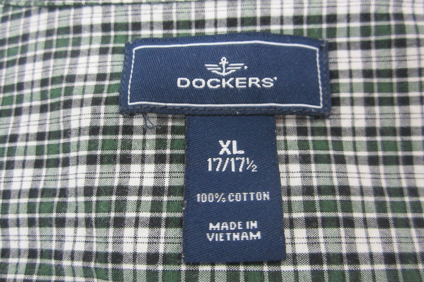 Dockers Dress/Casual Plaid Shirt Button Down 100% Cotton Long Sleeve Size XL