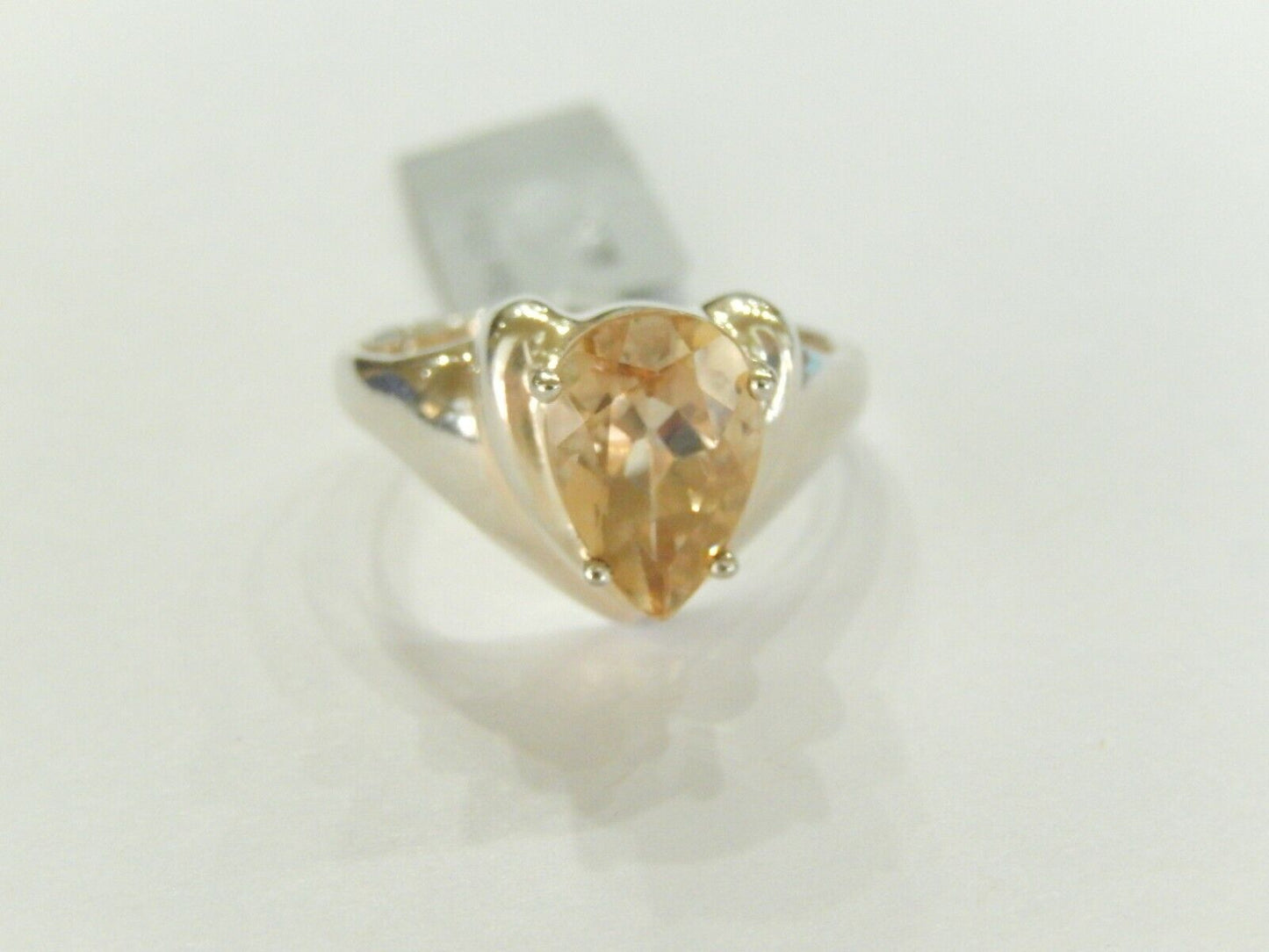 *VINTAGE*  Sterling Silver 3.00 CT Citrine Solitaire Ring  Size 10.25