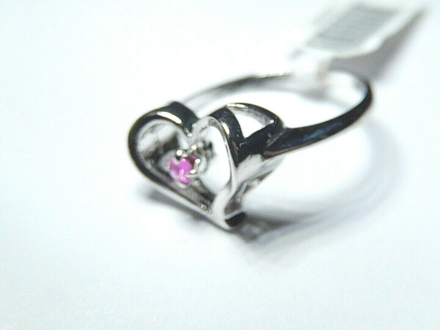 *NWT* 10K White Gold Ruby Heart  Ring  Size 6.5