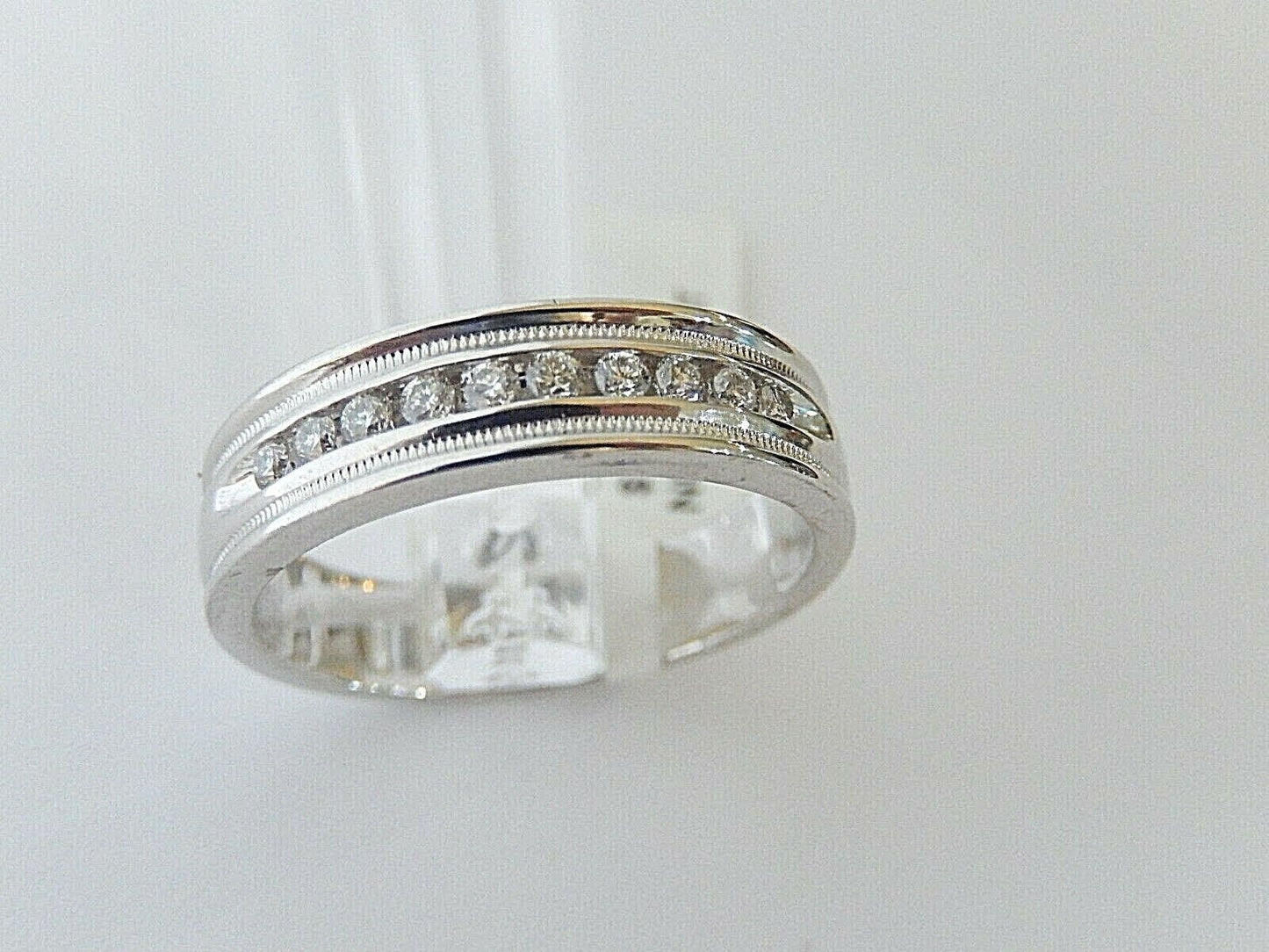 Mens 6mm Heavy 14k White Gold .25CT VS1 Diamond Band Ring