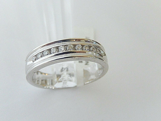 Mens 6mm Heavy 14k White Gold .25CT VS1 Diamond Band Ring