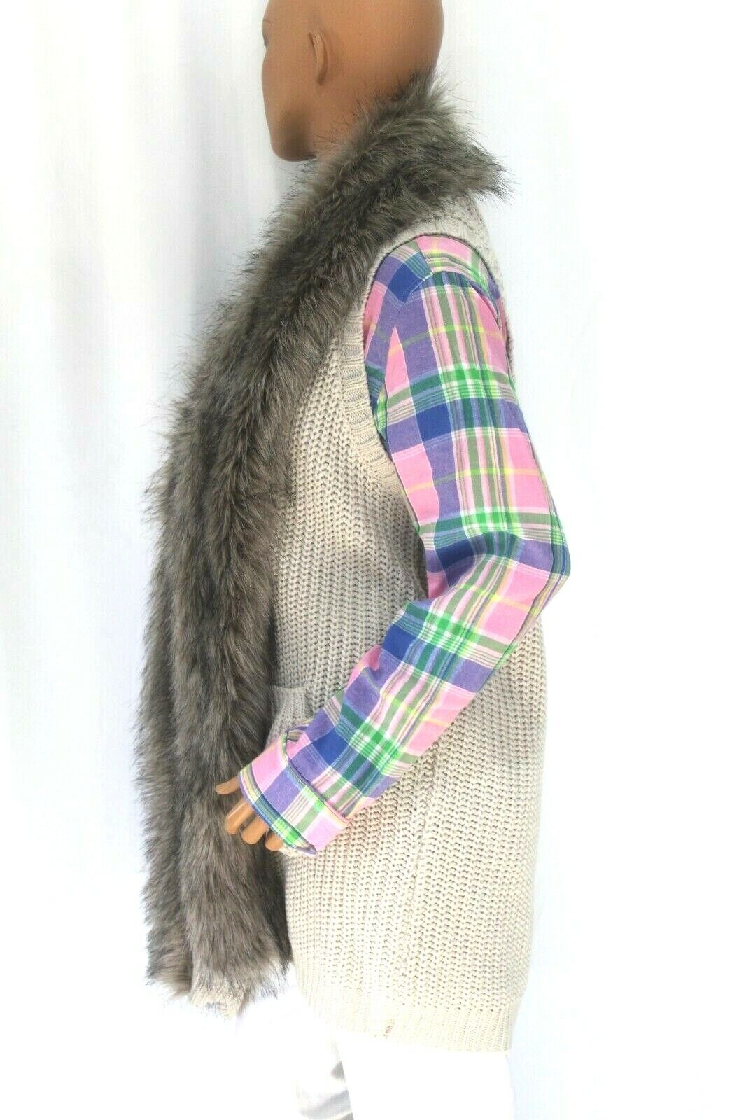 *NWT* $109. Jessica Simpson Plush Fox Fur Trim Cardigan Knit Sweater Wrap Sz 1X
