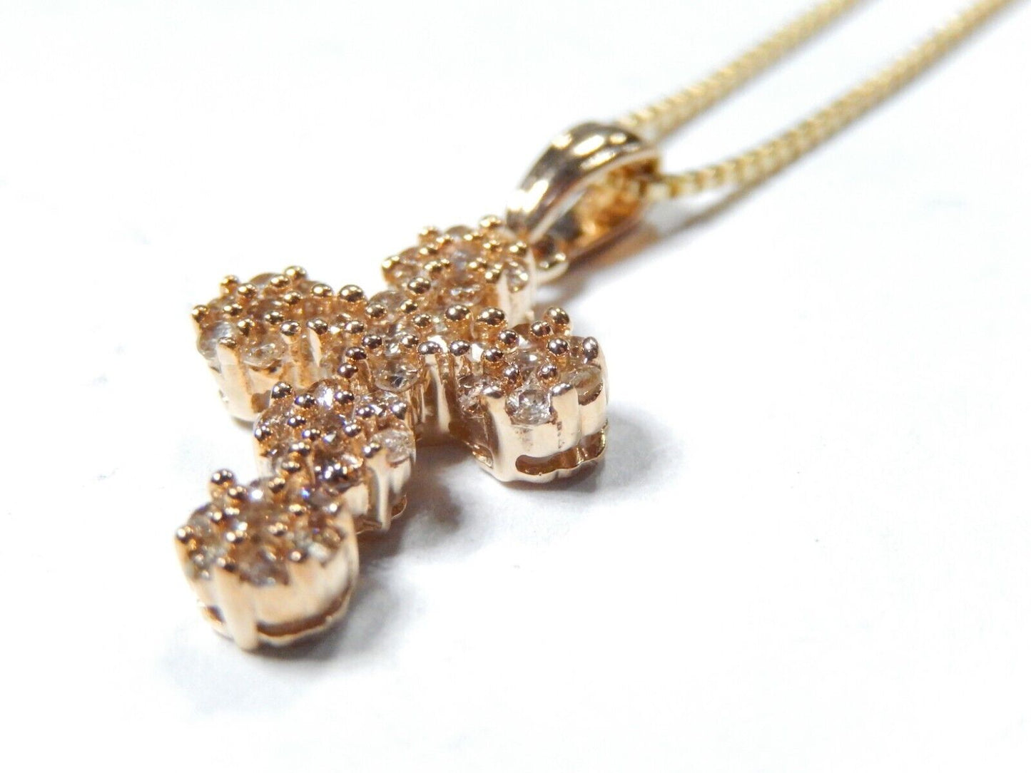 10k Yellow Gold .33 CT 42 Natural Diamond Cross Pendant w/18"chain
