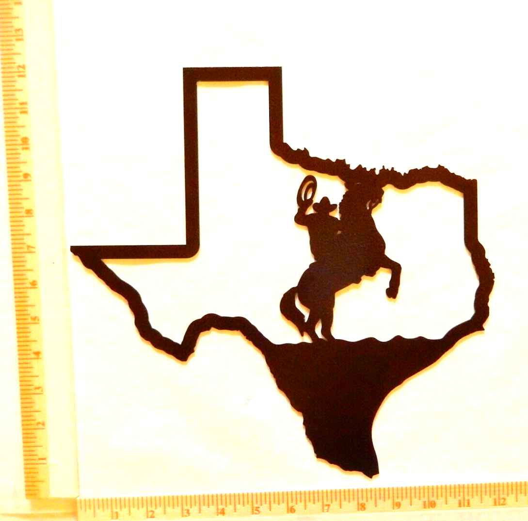 ~NEW~ 14ga. "TEXAS COWBOY RIDING A BUCKING HORSE" Metal Wall Art 12" x 12"