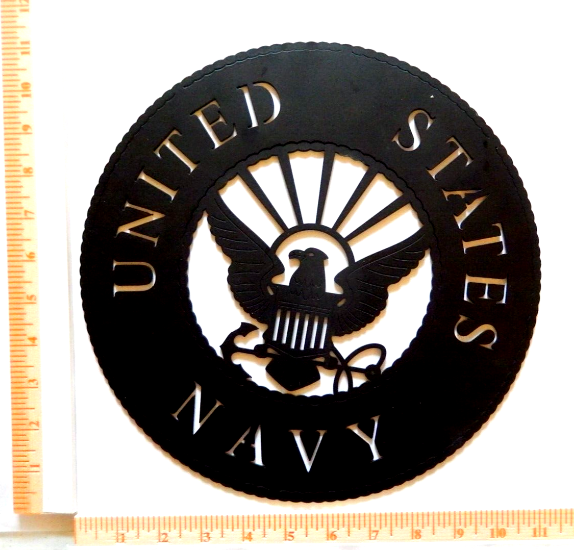 ~NEW~ 13 ga. THICK - "UNITED STATES NAVY" Black Metal Art - 11"