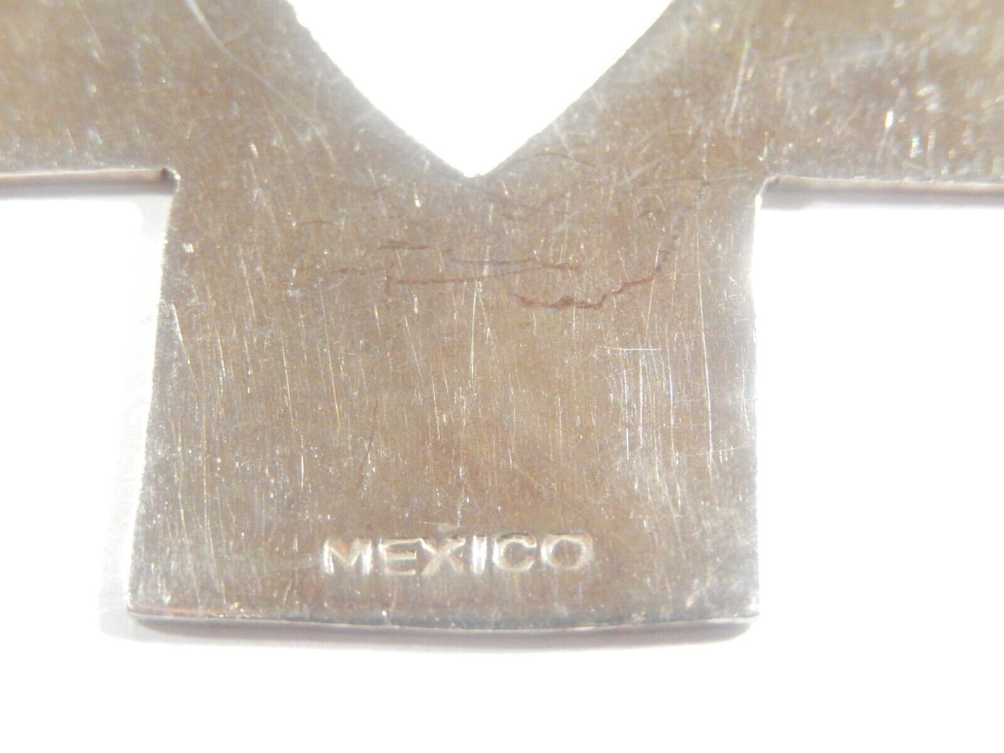 *VINTAGE*  Mexico  925 Sterling Silver Large Heart Cross Pendant
