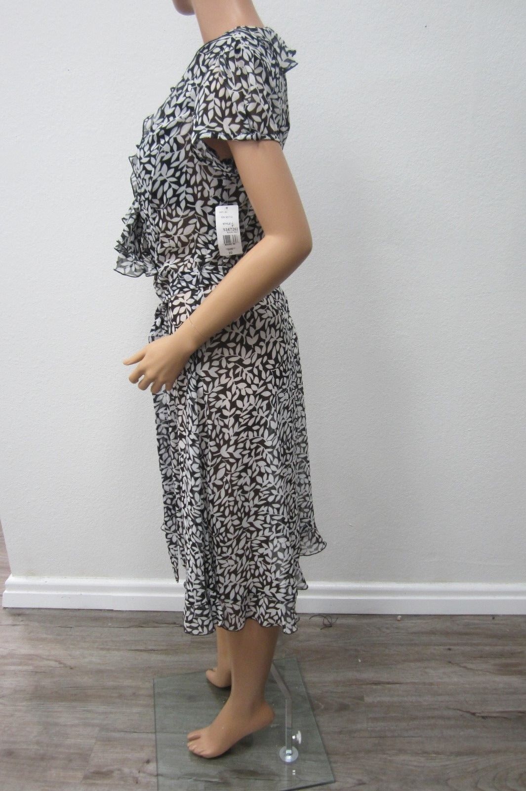 MSK Black Floral Super CUTE Ruffle Chifon Front Summer Dress Size 10