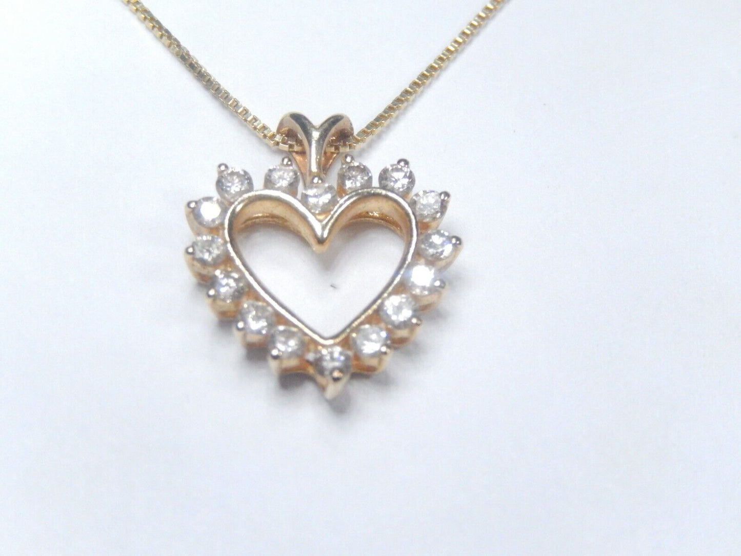 *VINTAGE*  14k Yellow Gold .50CT Natural Diamond Heart Pendant w/18"chain