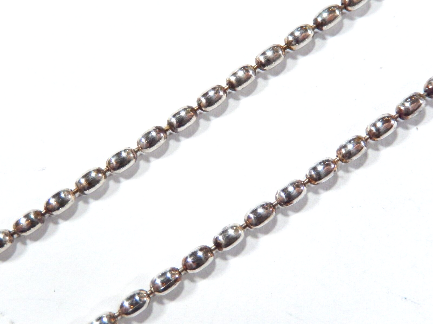 *VINTAGE*   Sterling Silver 3mm Wide Italian Oval Rice Bead Chain Necklace