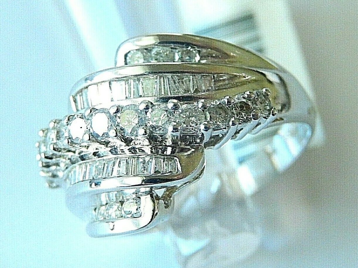 1CT Natural Diamond Ladies Fancy Cluster Engagement Ring 14K Gold Sz 7.75