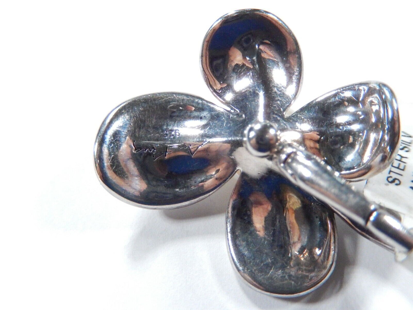 Ann King Sterling Silver Orchid Flower Freshwater Button Pearl  Pendant