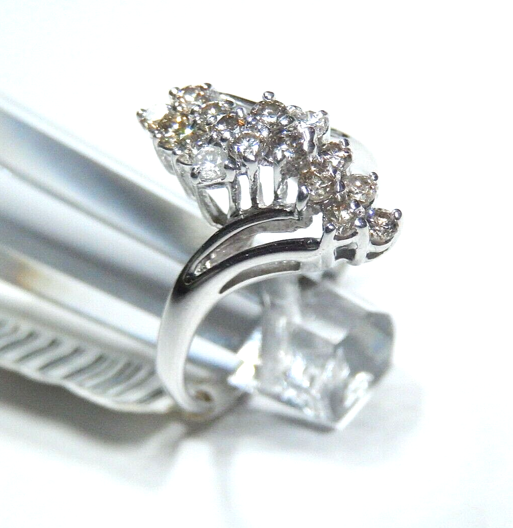 *NWT*  14K WHITE GOLD  .50CT NATURAL VS DIAMOND  CLUSTER RING Sz 6