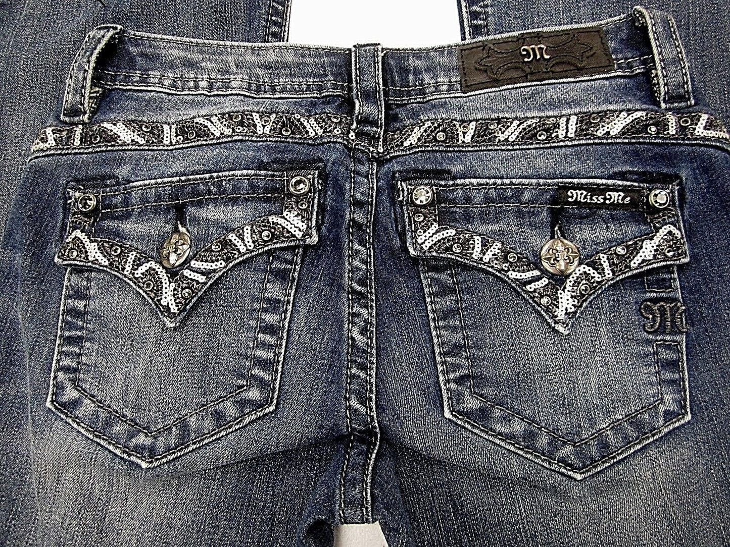 NWOT Miss Me Juniors  Girls Jeans JK761GB3 Boot Med Blue CUTE Bling 14 x 30