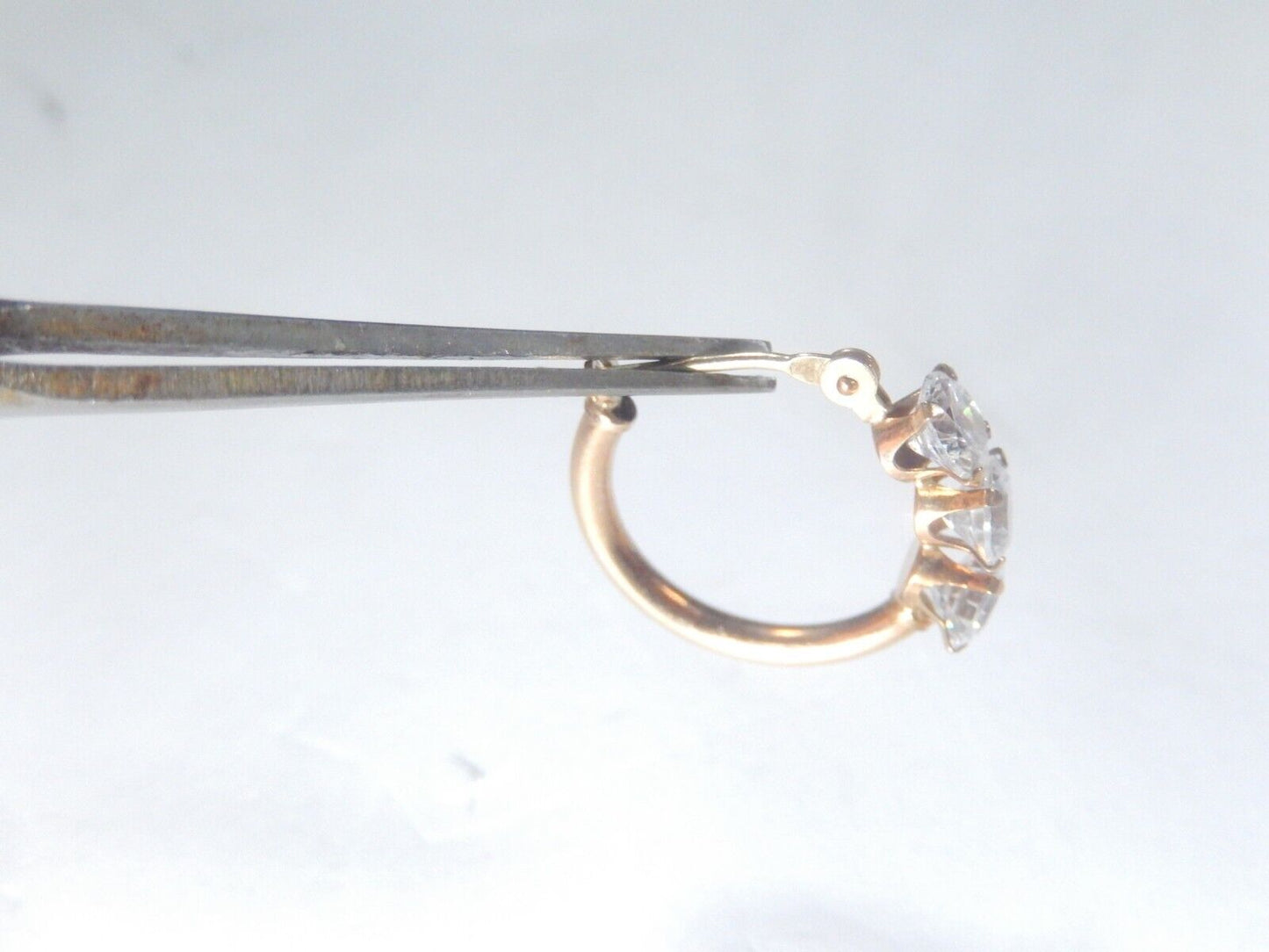*VINTAGE*  10K Yellow Gold 1.50 CT Cubic Zirconia 17mm  Hoop Earrings