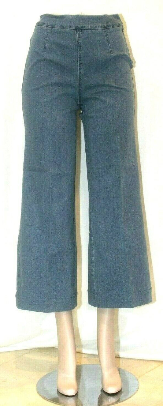 G.I.L.I.  Stretch Side Zip & Button Crop Flared Jeans Medium Wash  Size 8P