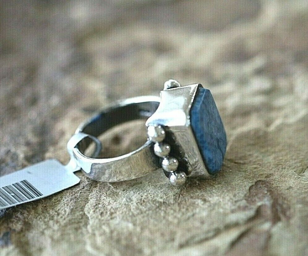 *VINTAGE*  Native Navajo Sterling Silver Blue Denim LAPIS Ring Size 9