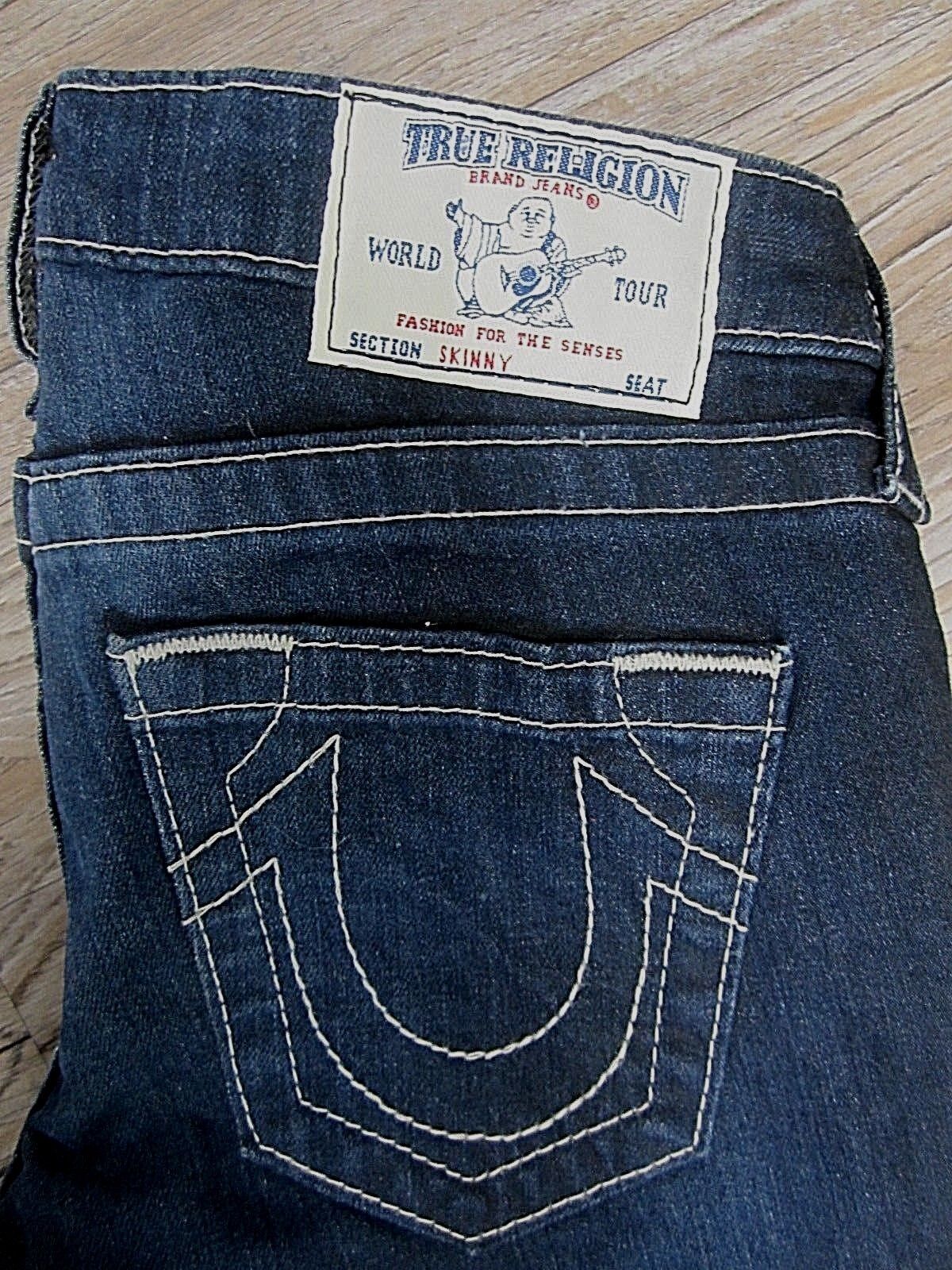 AUTHENTIC NWT TRUE RELIGION WOMENS JEANS SKINNY SIZE 24 X 30  DARK COLOR