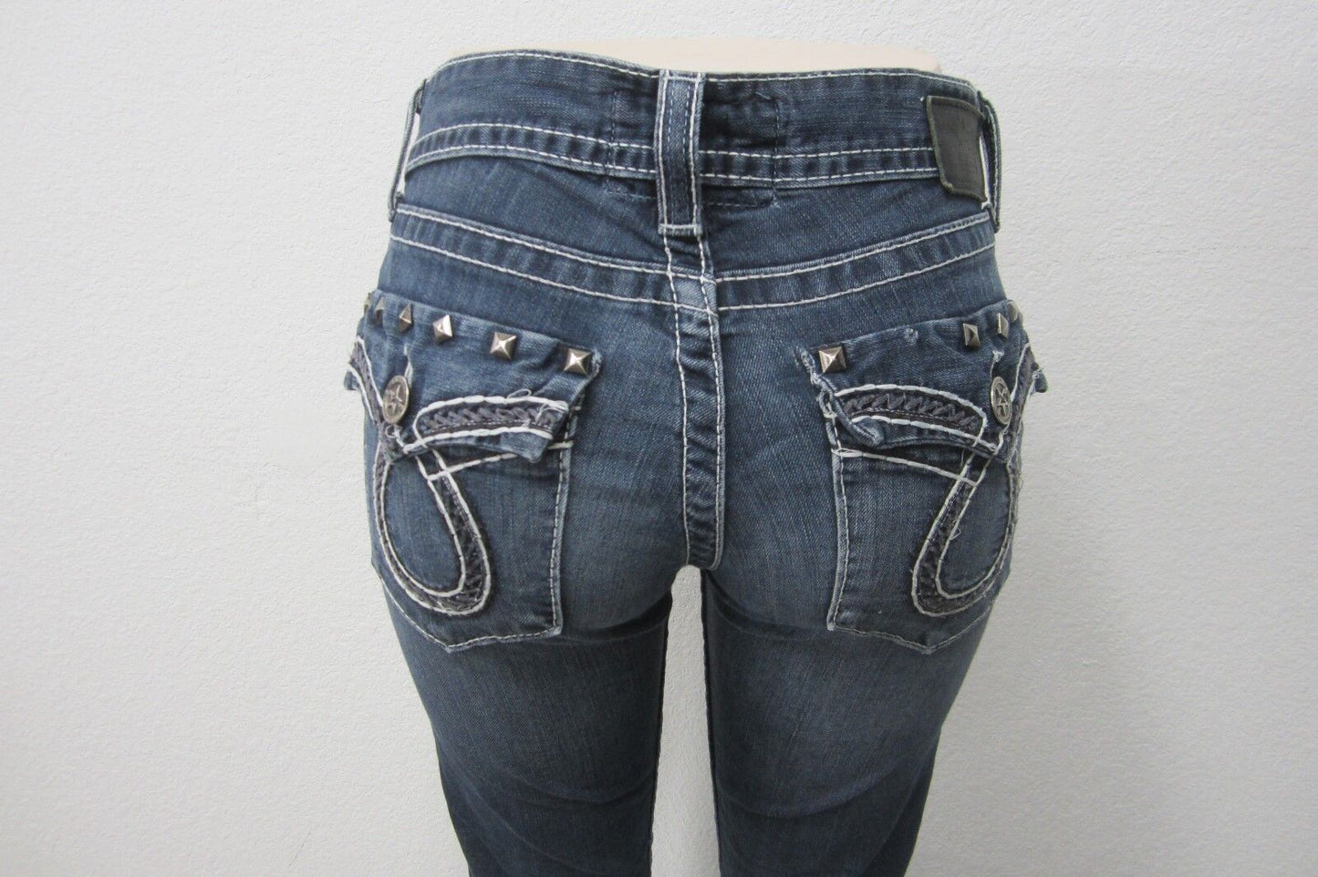 WOMENS BIG STAR SOPHIE BOOTCUT STRETCH FIT STUDDED FLAP POCKET JEANS SIZE 29X33