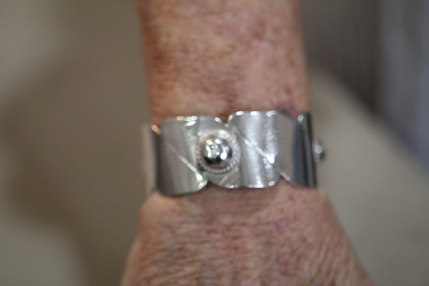 Rare Vintage 925 Sterling Silver Mexico Ball Beads Wide Cuff Bracelet 29 Grams
