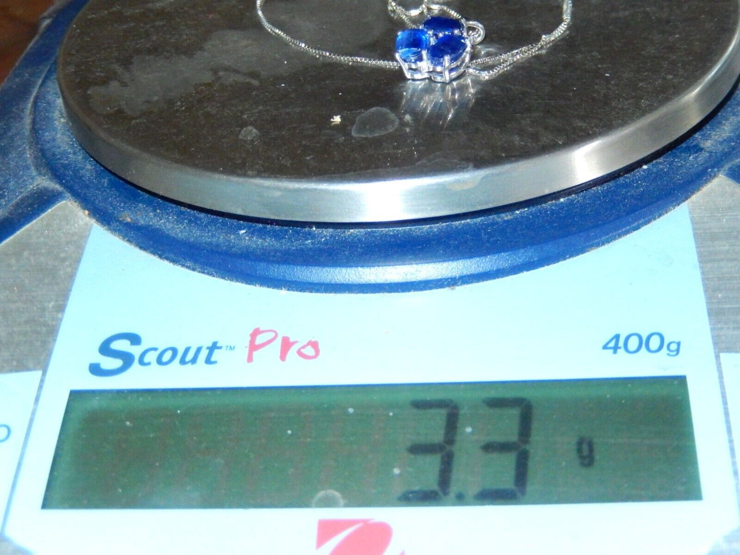 *VINTAGE*  Sterling Silver 2.25 Ct Oval Natural Blue Sapphire Pendant W/18"chain