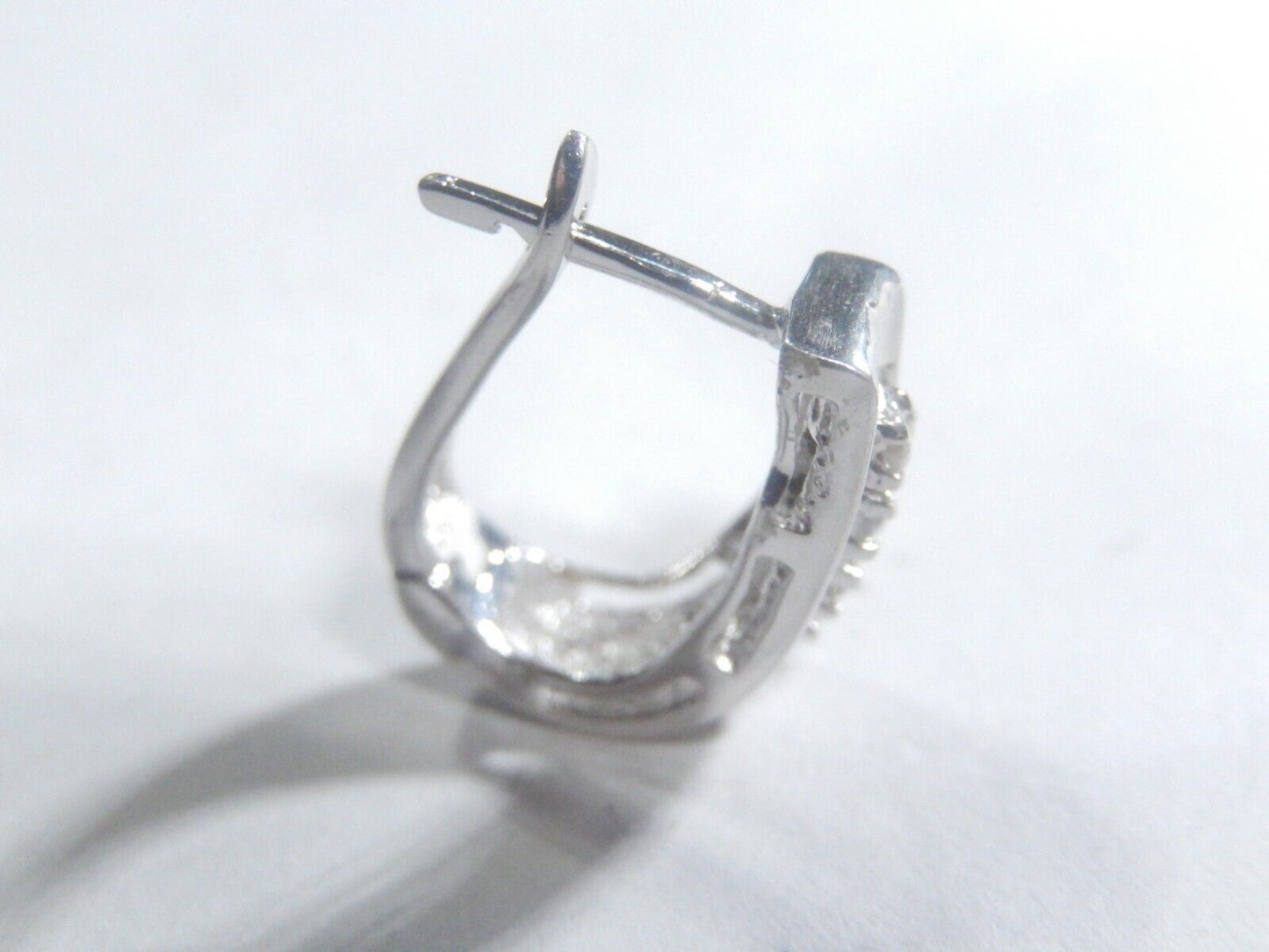 14K White Gold .50CT NATURAL ROUND &BAGUETTES DIAMOND CLUSTER EARRINGS