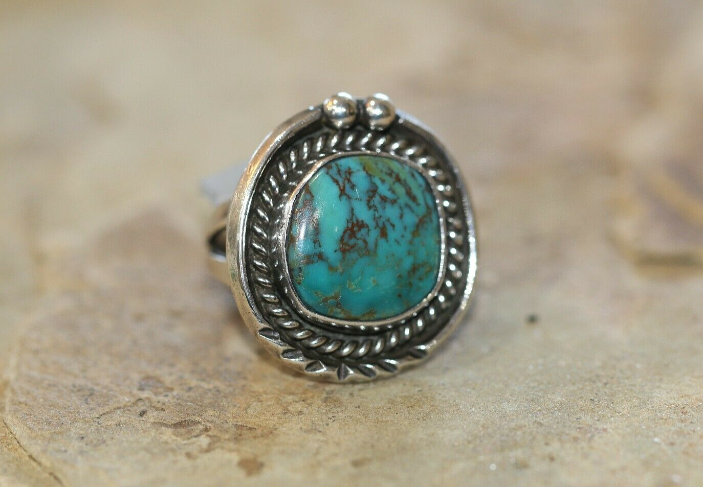 *VINTAGE*  Native American 925 Sterling Silver Turquoise Ring Size 7