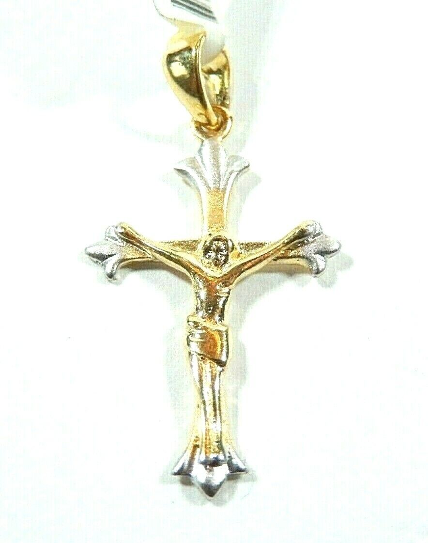 *NWT*  18K Yellow Gold Cross Crucifix  Pendant ~ 1 1/8" x 9/16"