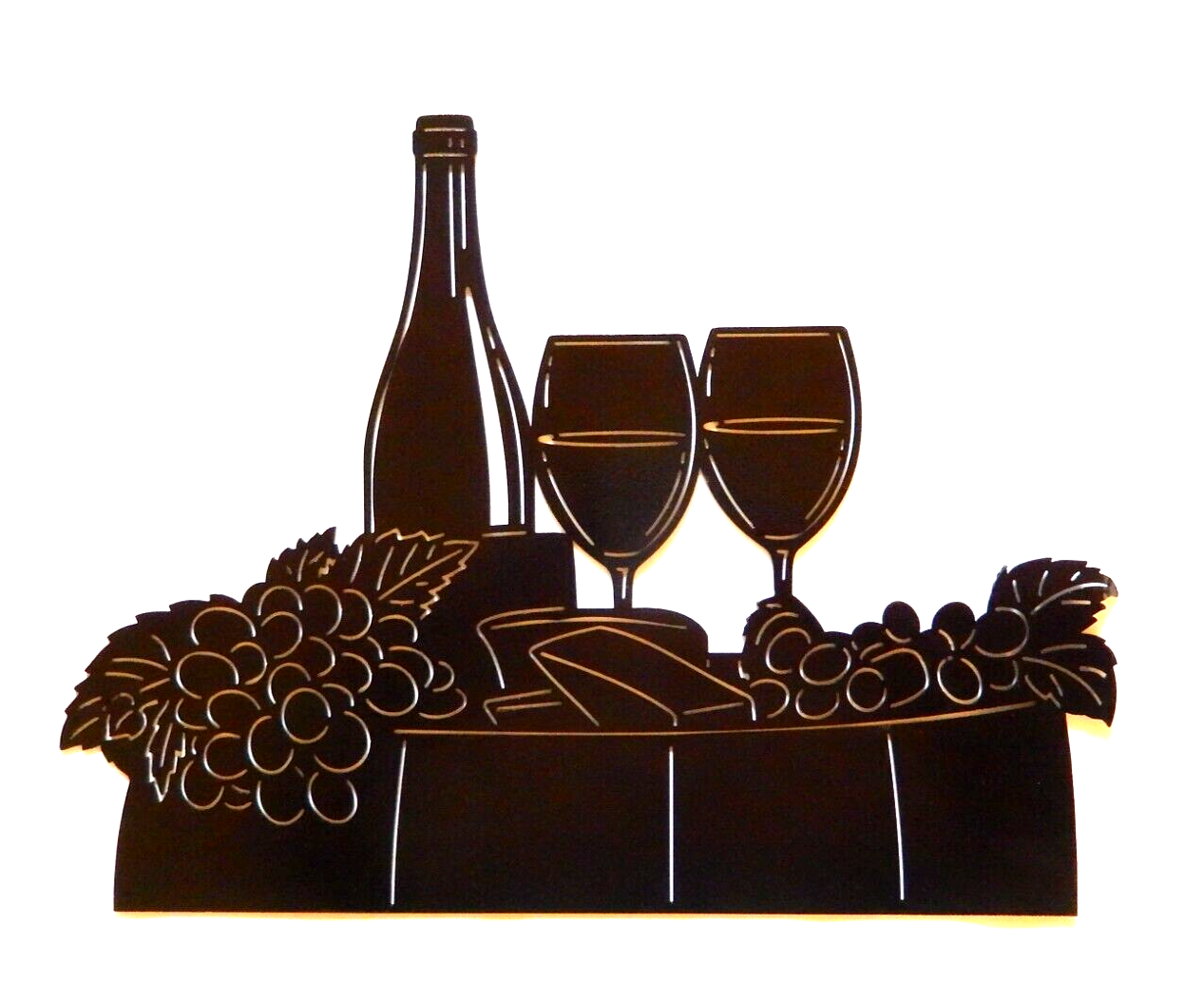 ~NEW~ LARGE - 14ga.- " WINE BOTTLE & WINE GLASSES " Metal Wall Art ~ 18" x 14"