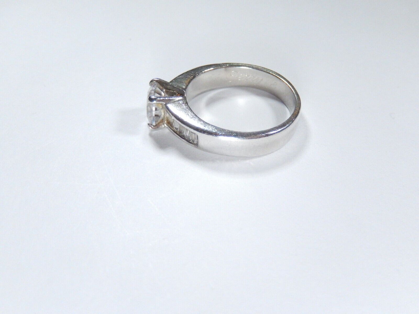 *VINTAGE* 1965  Engraved Inside Sterling Silver  CZ Wedding Band Ring Sz 9.5