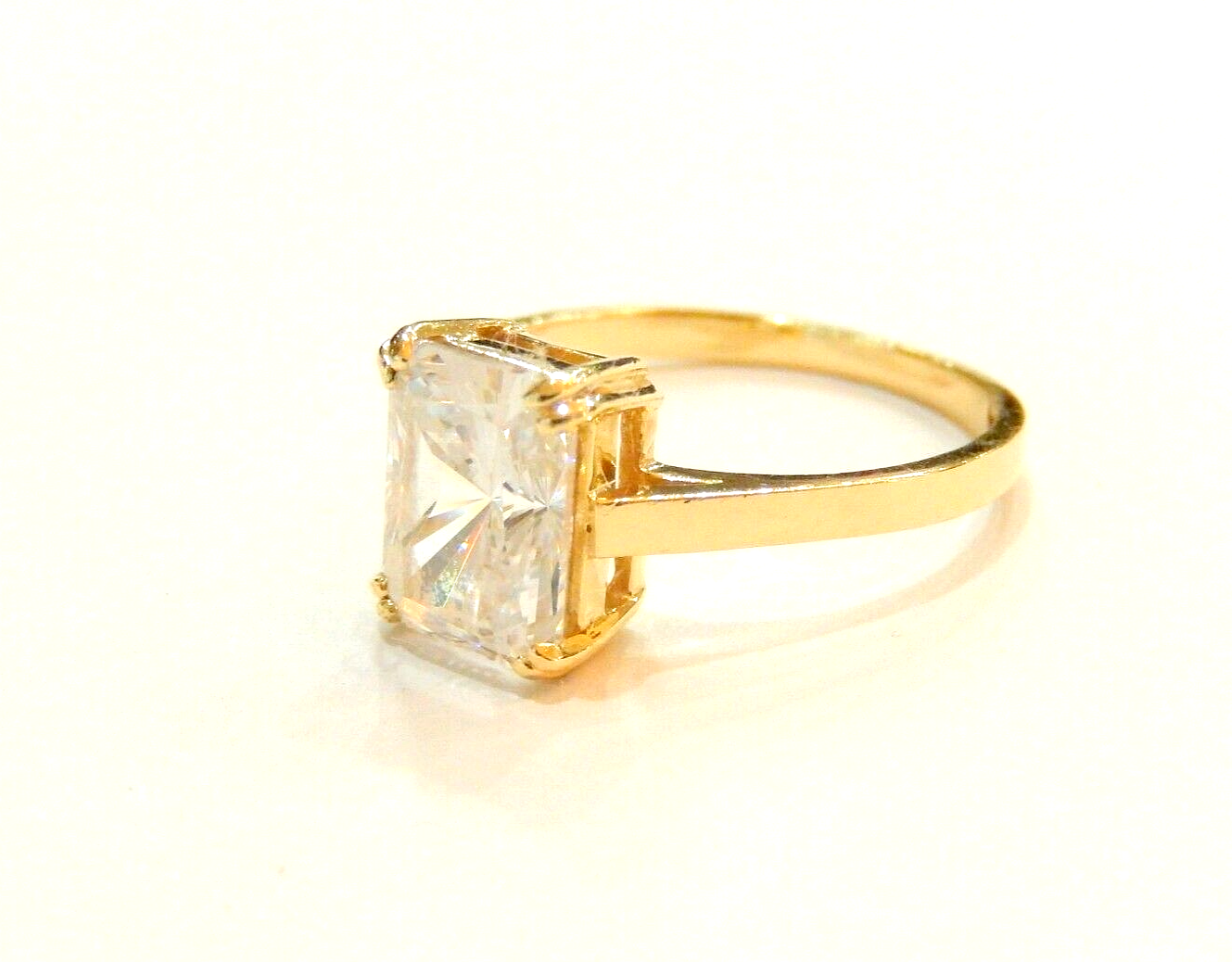 Ladies Real 14k Yellow Gold 3.00 CT CZ Solitaire Engagement Wedding Ring Sz 7.5