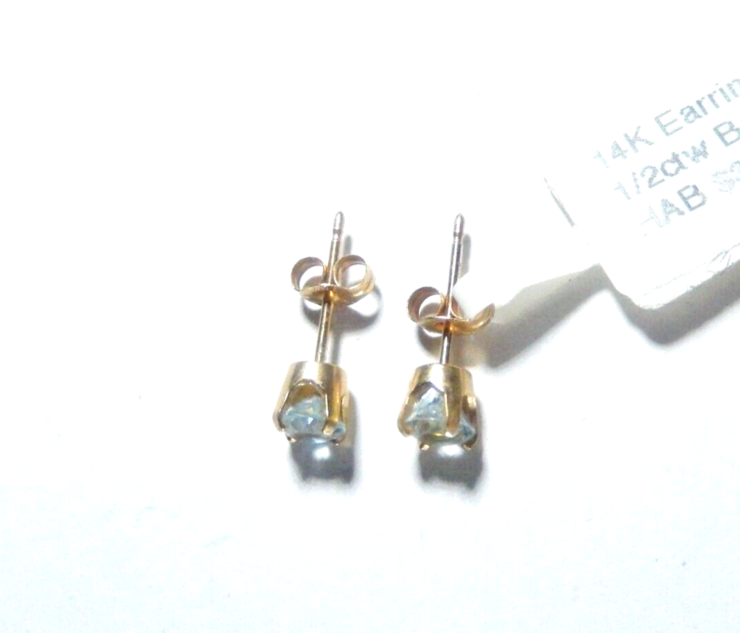 *VINTAGE*  14k Yellow Gold 1/2CT TW Swiss Blue Topaz  Earrings