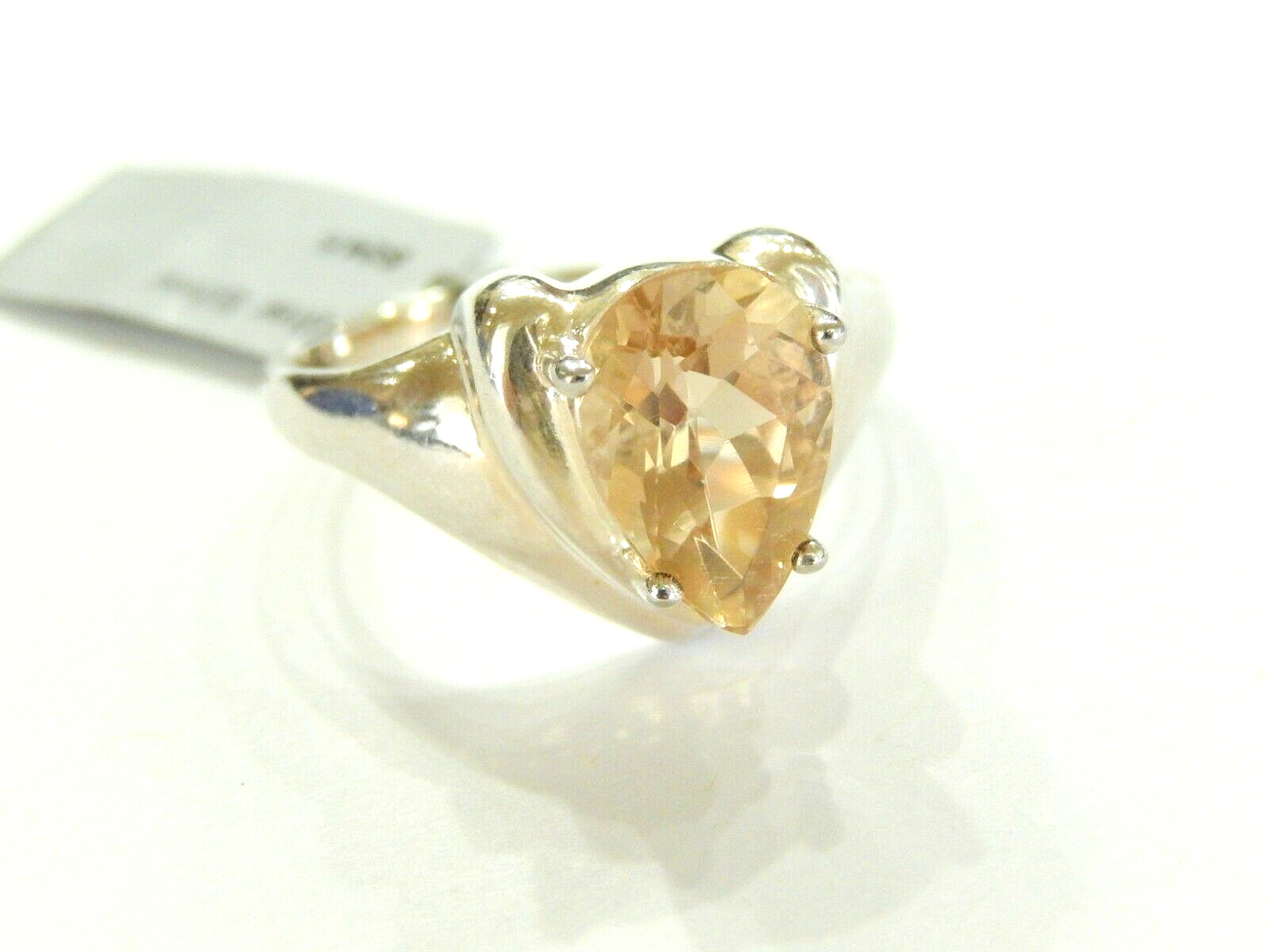 *VINTAGE*  Sterling Silver 3.00 CT Citrine Solitaire Ring  Size 10.25