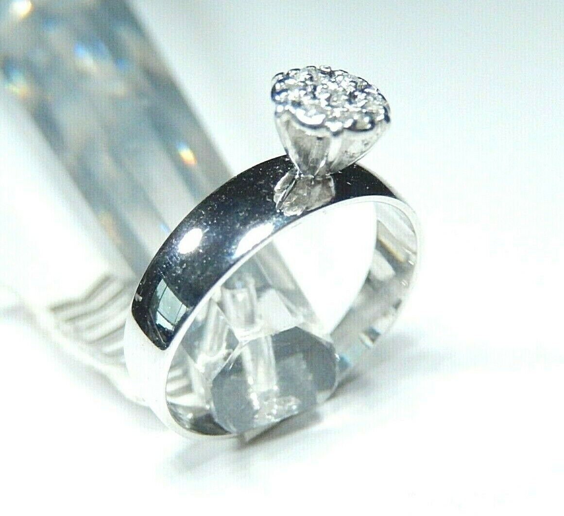 *NWT* 10k White Gold Seven Natural VS Diamond Wedding Engagement Ring Size 5.75