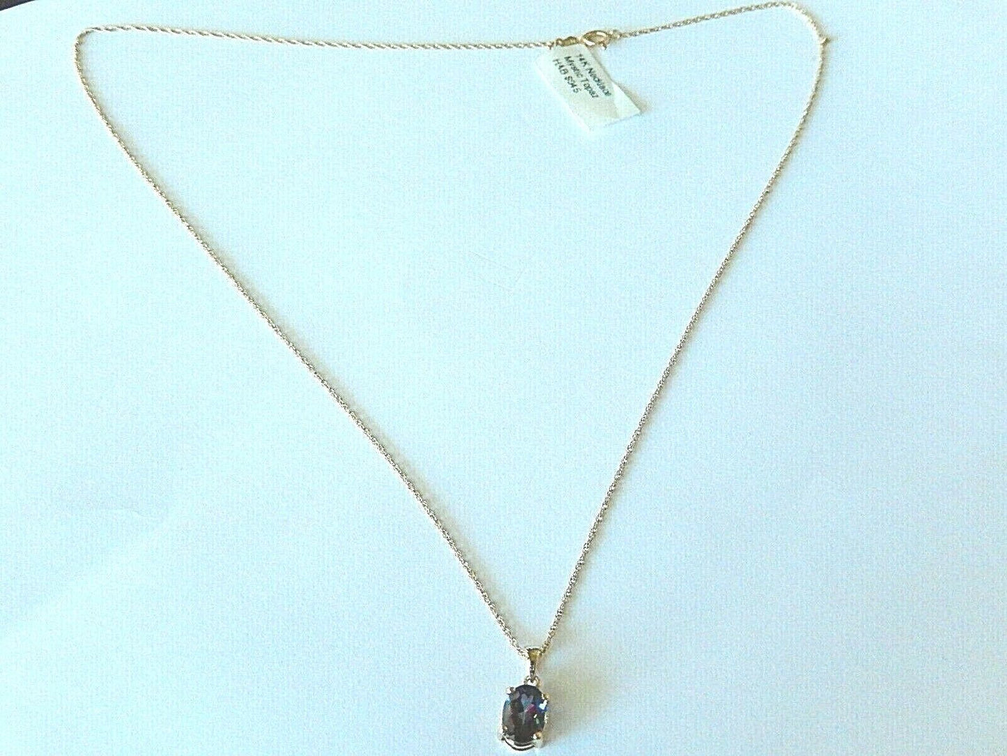 BEAUTIFUL LADIES 14K YELLOW GOLD 1.25 CT MYSTIC TOPAZ PENDANT w/14K YG 18" Chain
