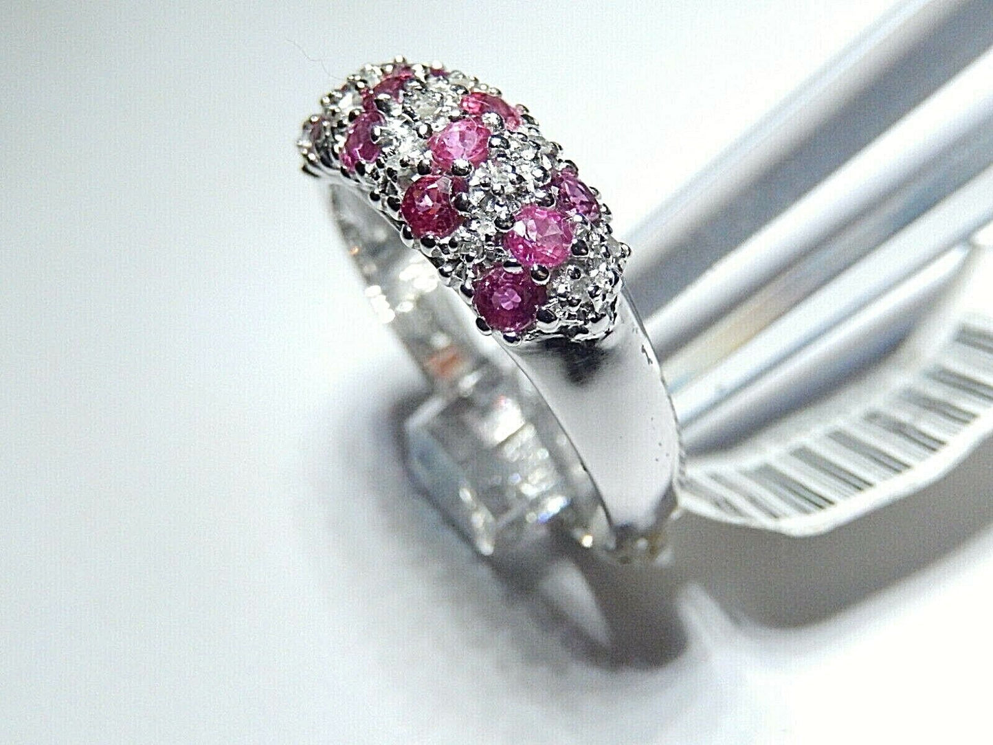 *NWT* .75 Carat Natural Diamond & Ruby Dome Ring 7.5mm Band 10K White Gold SZ9.5