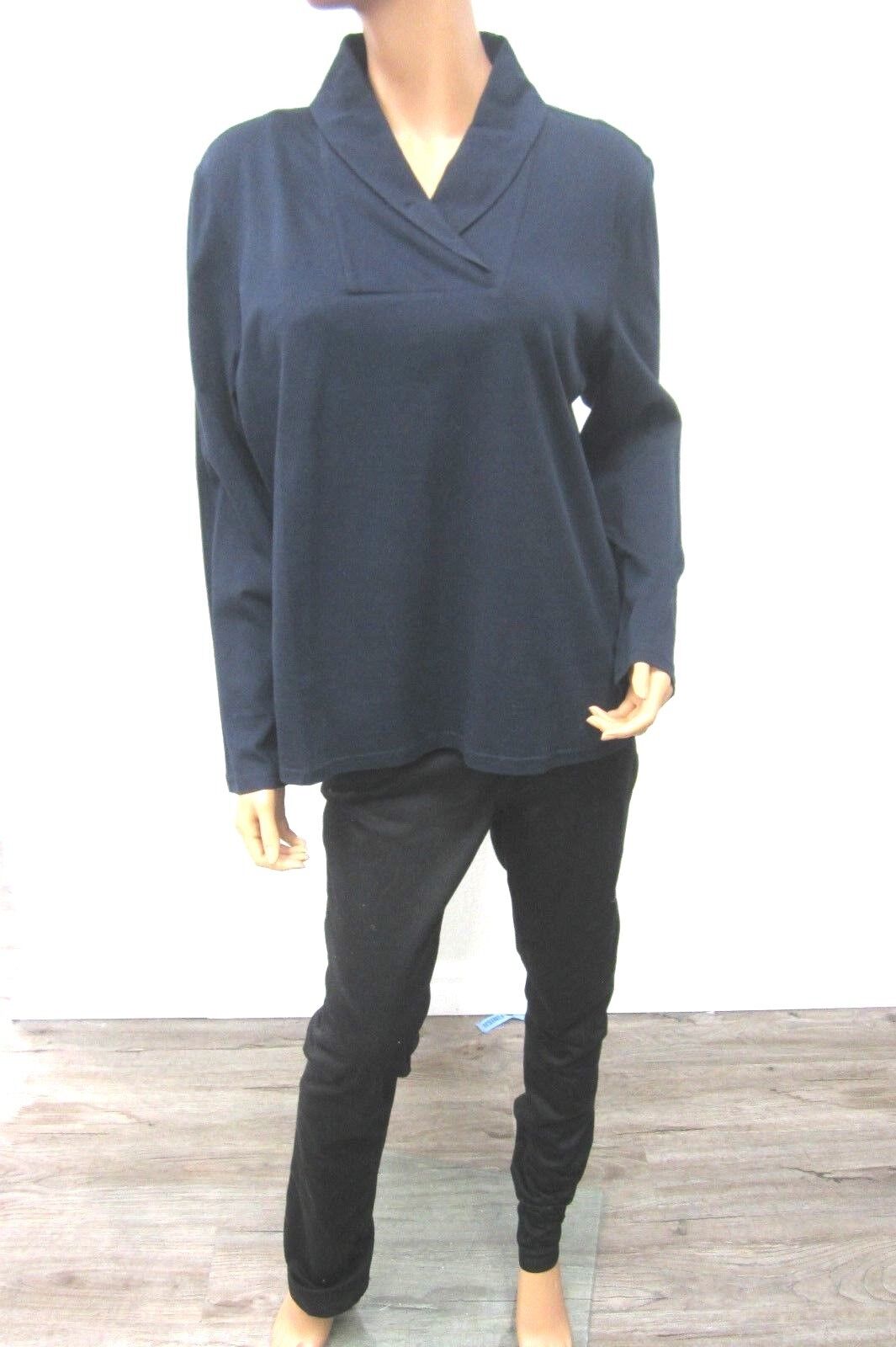 *NWT*  Liz Claiborne Career Blouse Navy Blue Collar Top Size XL