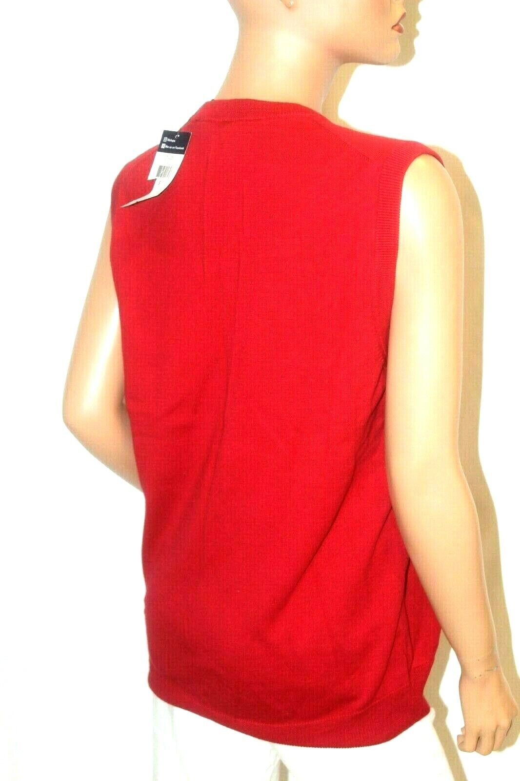 *NWT* $45. Women's CHAPS Knit Sweater  RED Pull Over SOFT Sleeveless Size Small