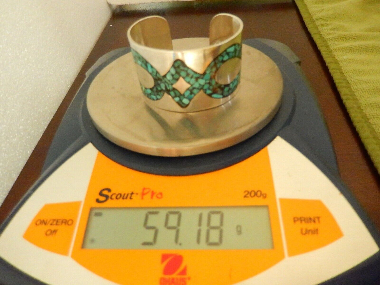 Vintage Wide  Southwest Heavy Turquoise Sterling Silver Cuff Bracelet 59.18gms